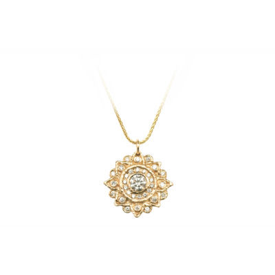 Gold &amp; Diamond Sun Mandala Necklace - Magpie Jewellery