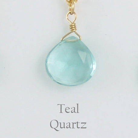 Gold Fill Gemstone Solo Necklace | Magpie Jewellery | Yellow Gold | Teal Quartz, Faceted | Labelled