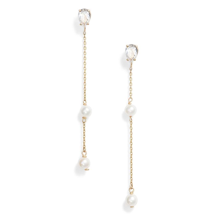 Pearl and clearance white topaz earrings