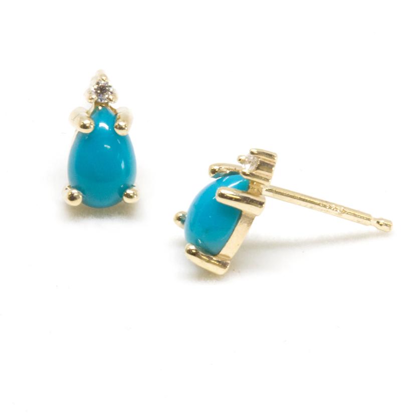 Turquoise &amp; Diamond Studs - Magpie Jewellery