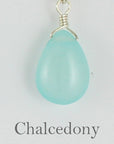 Silver Gemstone Solo Necklace | Magpie Jewellery | Aqua Chalcedony | Labelled