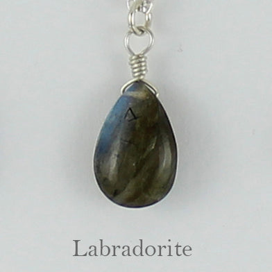 Silver Gemstone Solo Necklace | Magpie Jewellery | Labradorite | Labelled