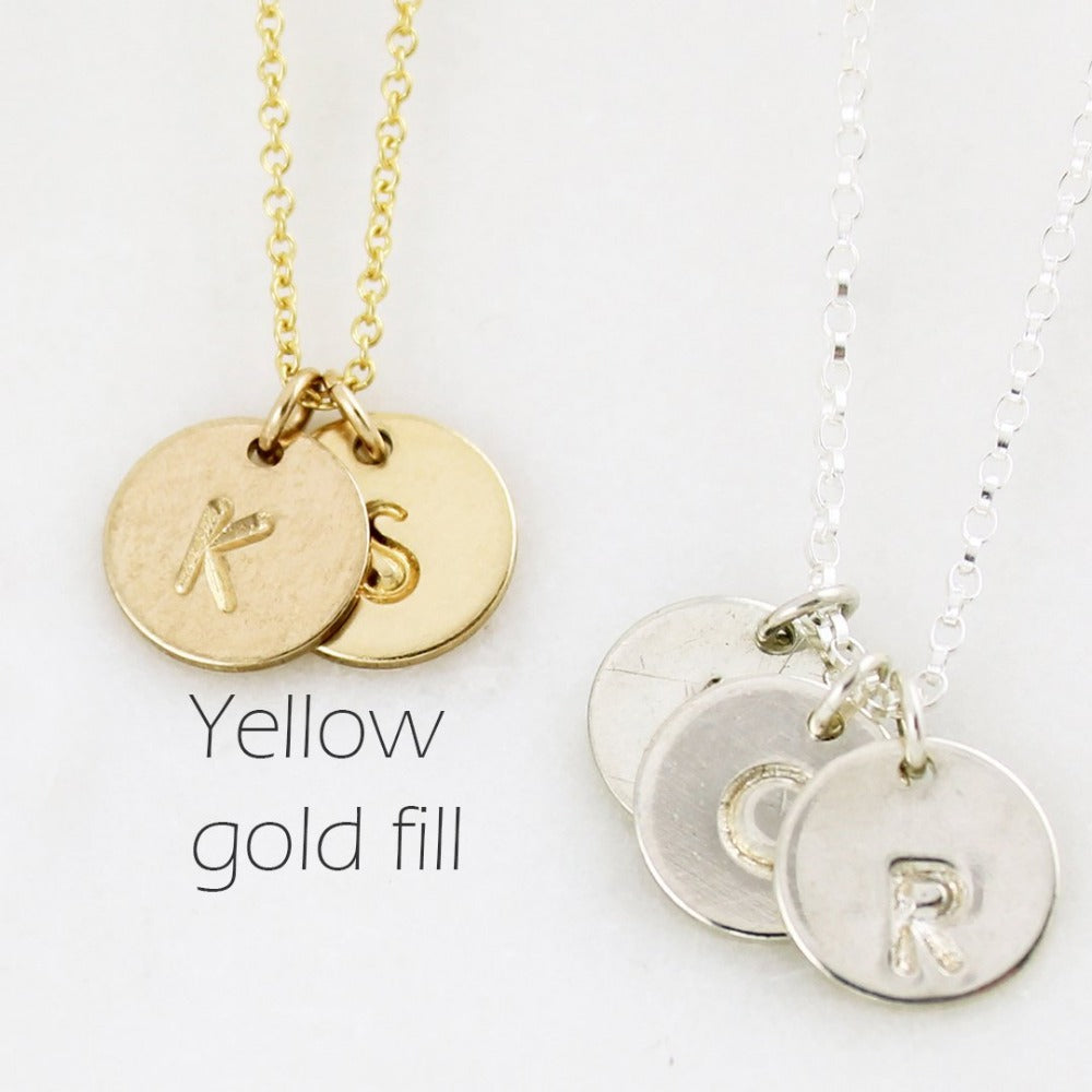 Monogram Necklace - Up To 4 Letters | Magpie Jewellery | Yellow Gold &quot;K&quot; and &quot;S&quot; | Silver &quot;C&quot; and &quot;R&quot; and Hidden 3rd Letter | Partially Labelled - Gold