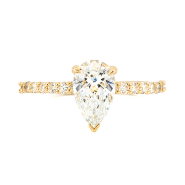 Pear Shaped Diamond Solitaire with Pave Shoulder