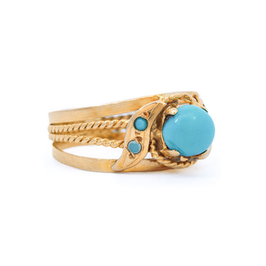 VINTAGE- Turquoise & 18ky Gold Ring