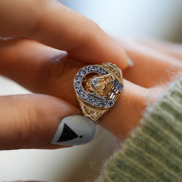 Vintage 10ky Gold - Diamond Horseshoe Ring