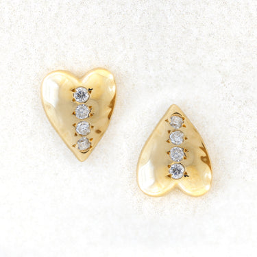 Gold Heart ♡ Diamond Studs