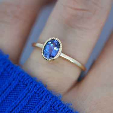 'Anne' Bezel Solitaire Ring w/Tanzanite