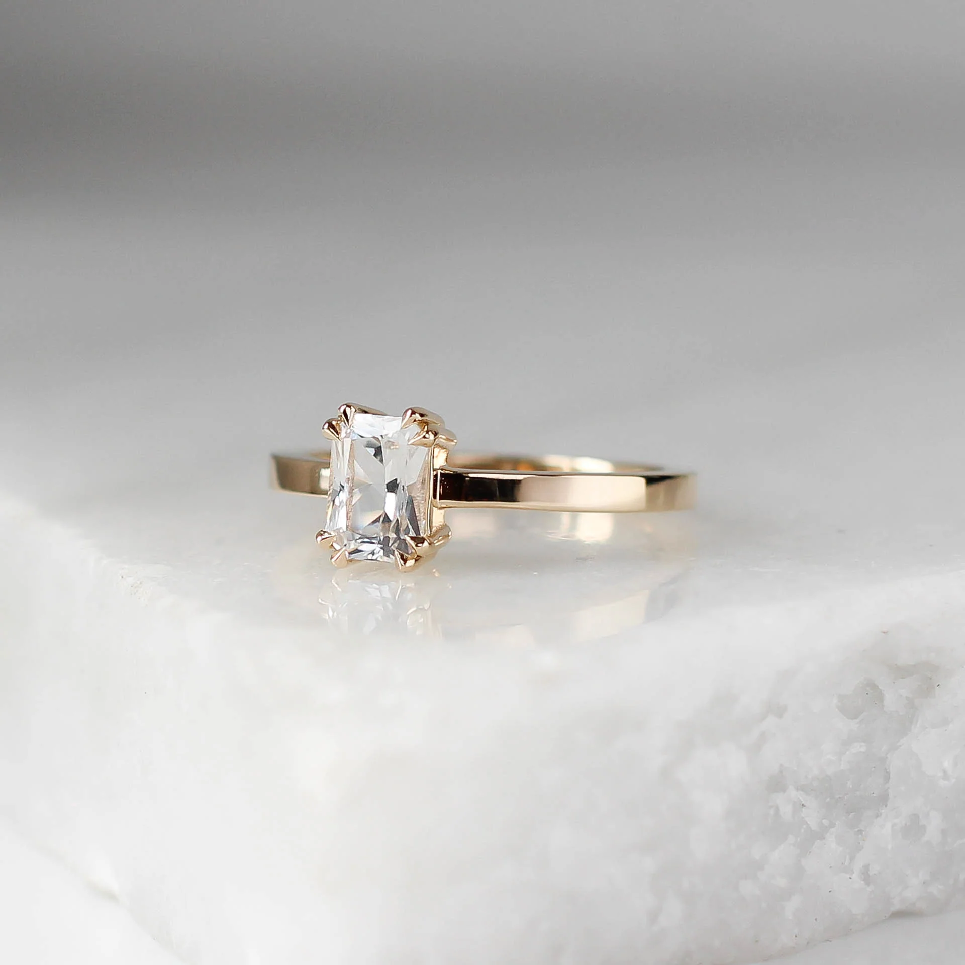 Lily Radiant White Sapphire Ring | Magpie Jewellery