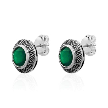 Oxidized silver studs with faceted green onyx.