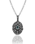 Gemstone & Marcasite Vintage Locket Necklace