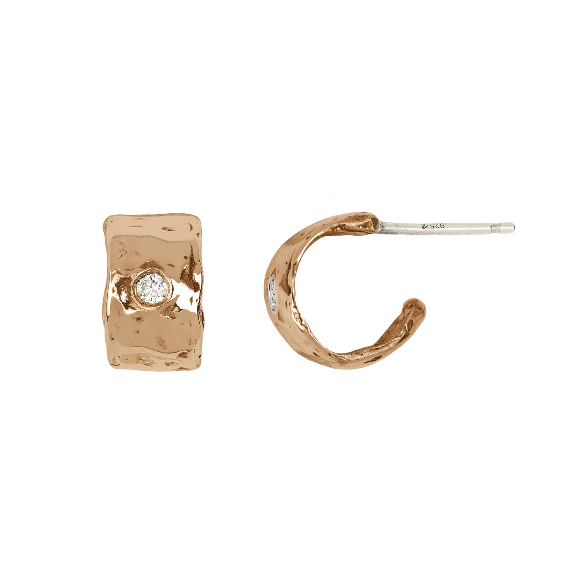 Solid Diamond Set Huggie Earring | Magpie Jewellery