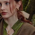 Silver Wide Hoop Earrings With a Bark texture | On Model
