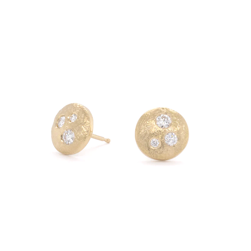 &#39;Boulder&#39; Dancing Diamond Round Stud Earrings | Magpie Jewellery