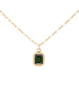 'Boulder' Emerald Cut Gemstone Pendant on Elongated Box Chain | Magpie Jewellery