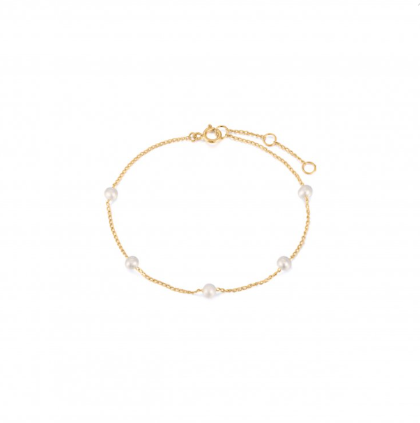 10ky Gold Five Pearl Station Bracelet | Magpie Jewellery