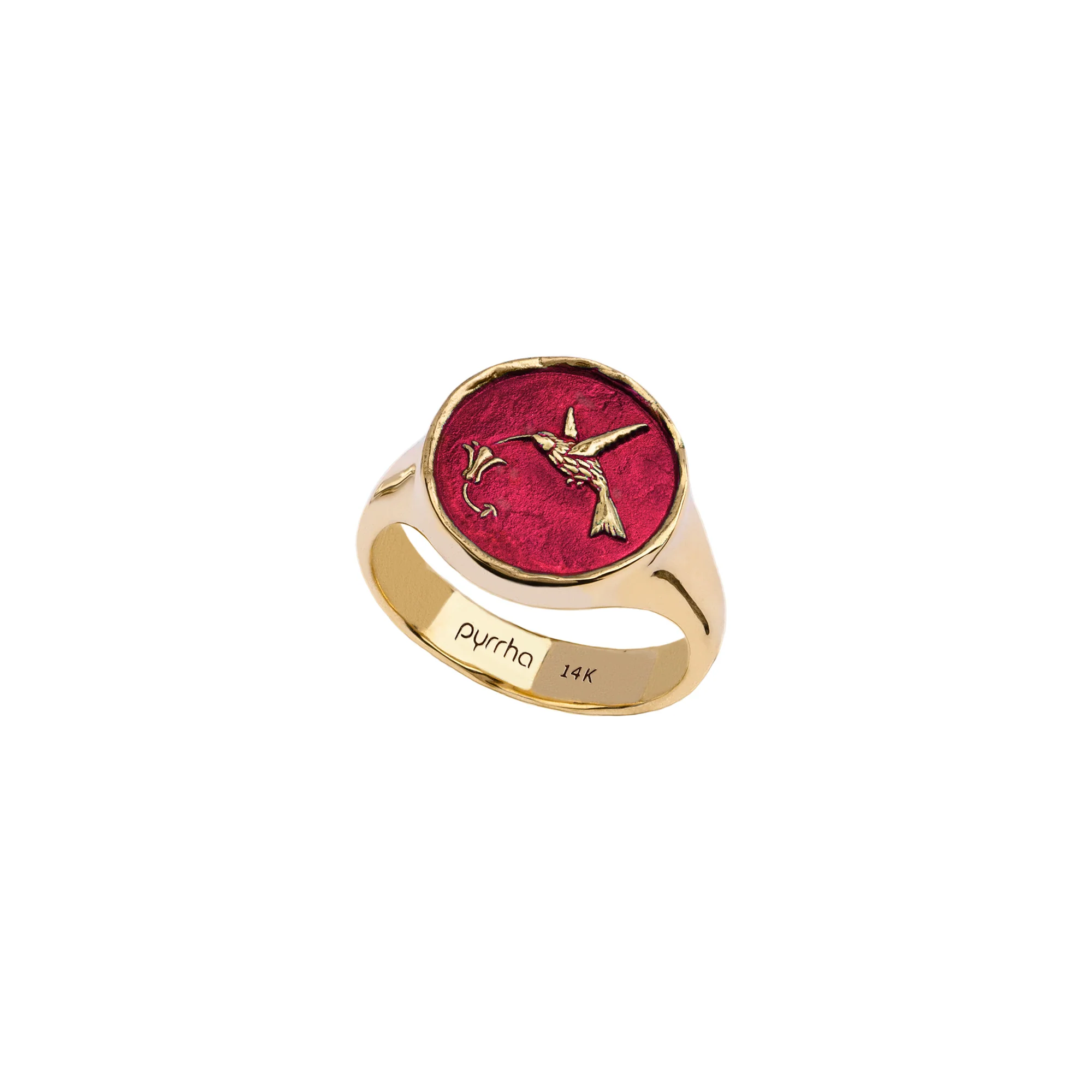 Hummingbird 14K Gold Signet Ring - True Colors | Magpie Jewellery