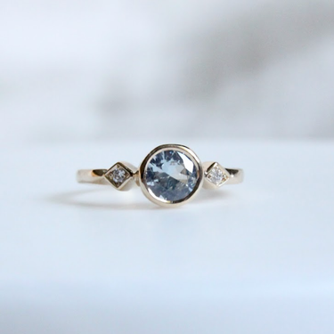 Orion' 0.90ct Round Pale Blue Sapphire Bezel Set Ring