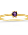 14KY Gold 3mm Round Amethyst Ring