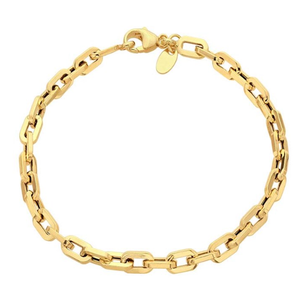 14K Yellow Gold 4.3mm Hollow Oval Cable Chain Bracelet