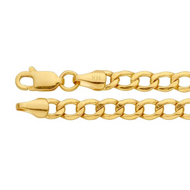 14K Yellow Gold 4.4mm Hollow Curb Chain