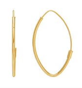 14K Yellow Gold Marquise Hoop Earrings