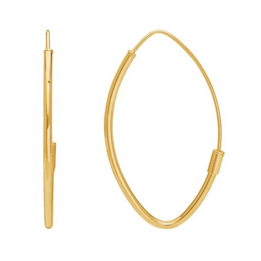 14K Yellow Gold Marquise Hoop Earrings