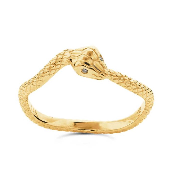 14K Yellow Gold Diamond-Set Ouroboros Ring