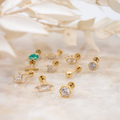 Gold Hexagon CZ Flat Screwback Single Stud | Magpie Jewellery