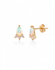 10ky Gold Opal and Diamond Stud Earrings
