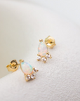 14ky Gold Opal and Diamond Stud Earrings