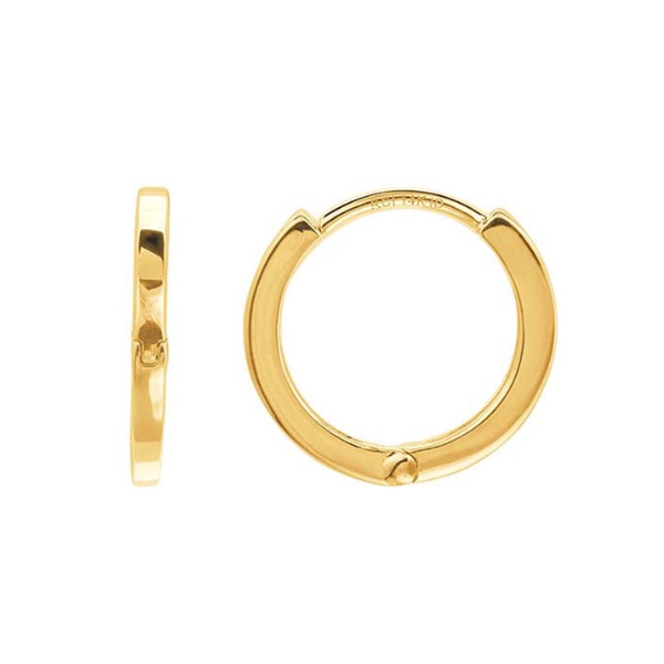 14K Gold 11.5mm Gold Round Huggie Hoop Earring