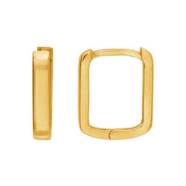 14K Yellow Gold Rectangle Huggie Hoop Earrings