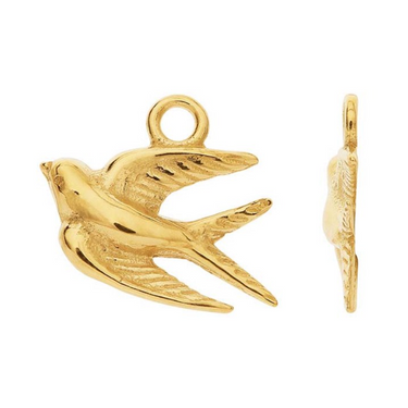 14K Yellow Gold Swallow Charm