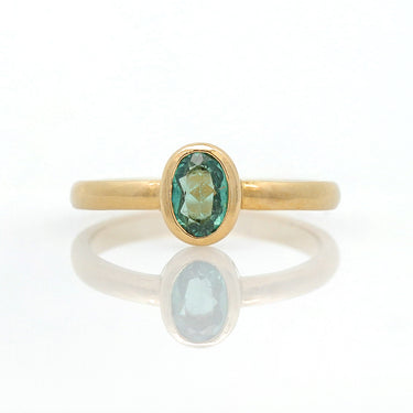 Bezel Set Green Tourmaline Ring