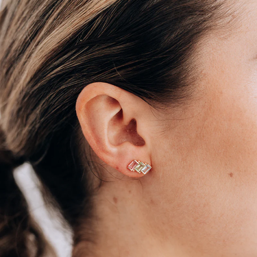 Cléo Triple Carré Baguette Studs | Magpie Jewellery