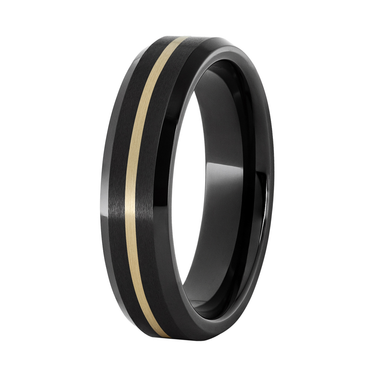 Black Diamond Ceramic Ring with Gold Inlay