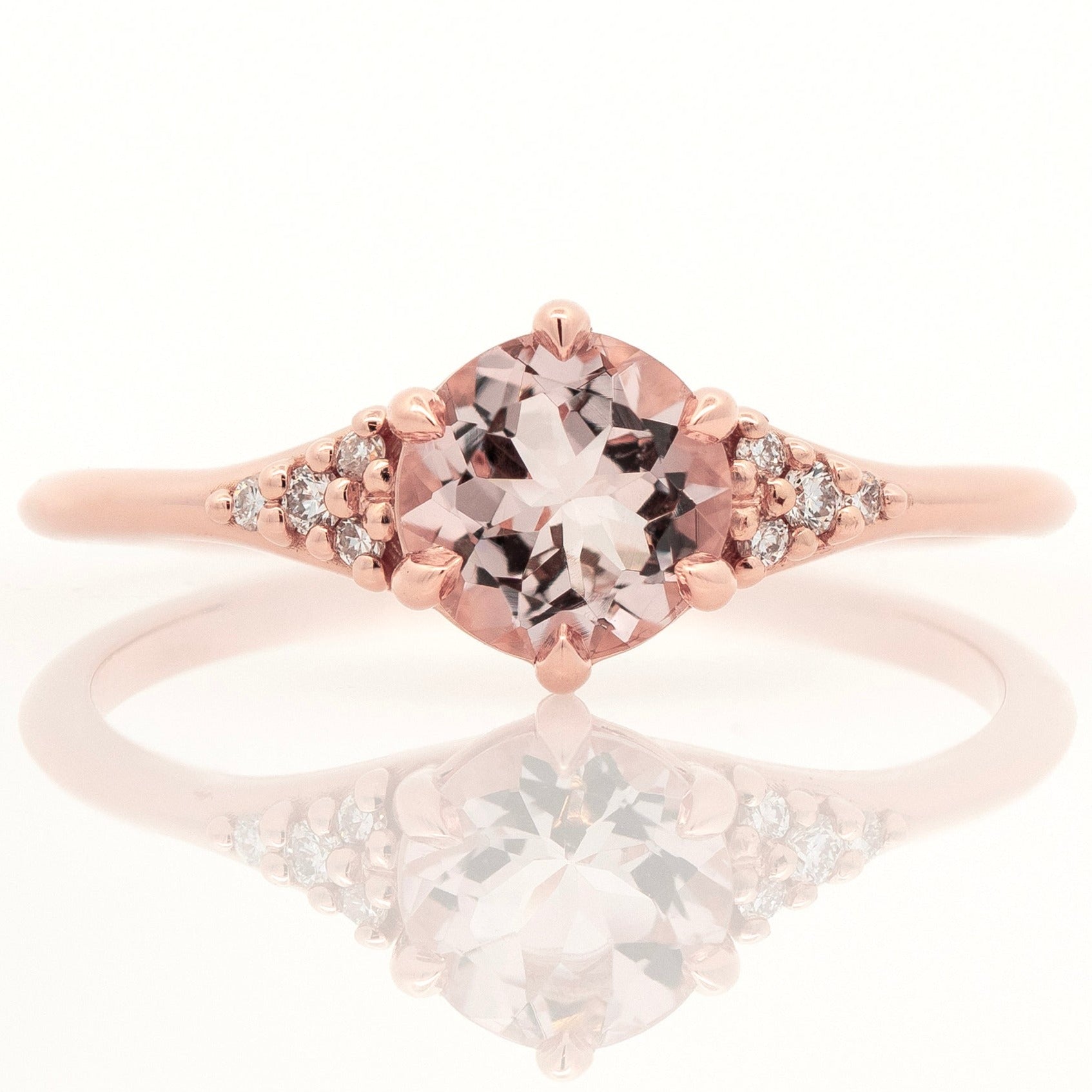 Peach Morganite Engagement Ring with Diamond Accents - Magpie Jewellery