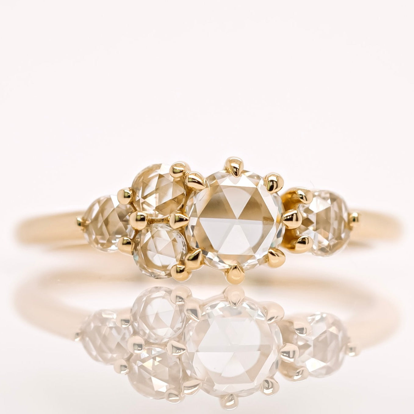 &#39;Quinn&#39; Rose Cut Diamond Cluster Ring | Magpie Jewellery