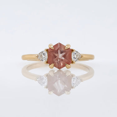 Sunstone & Lab Diamond Ring | Magpie Jewellery