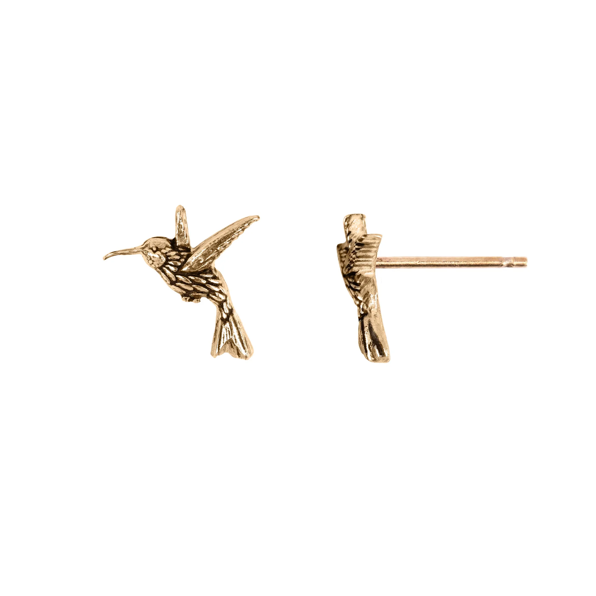 Hummingbird 14K Gold Stud | Magpie Jewellery