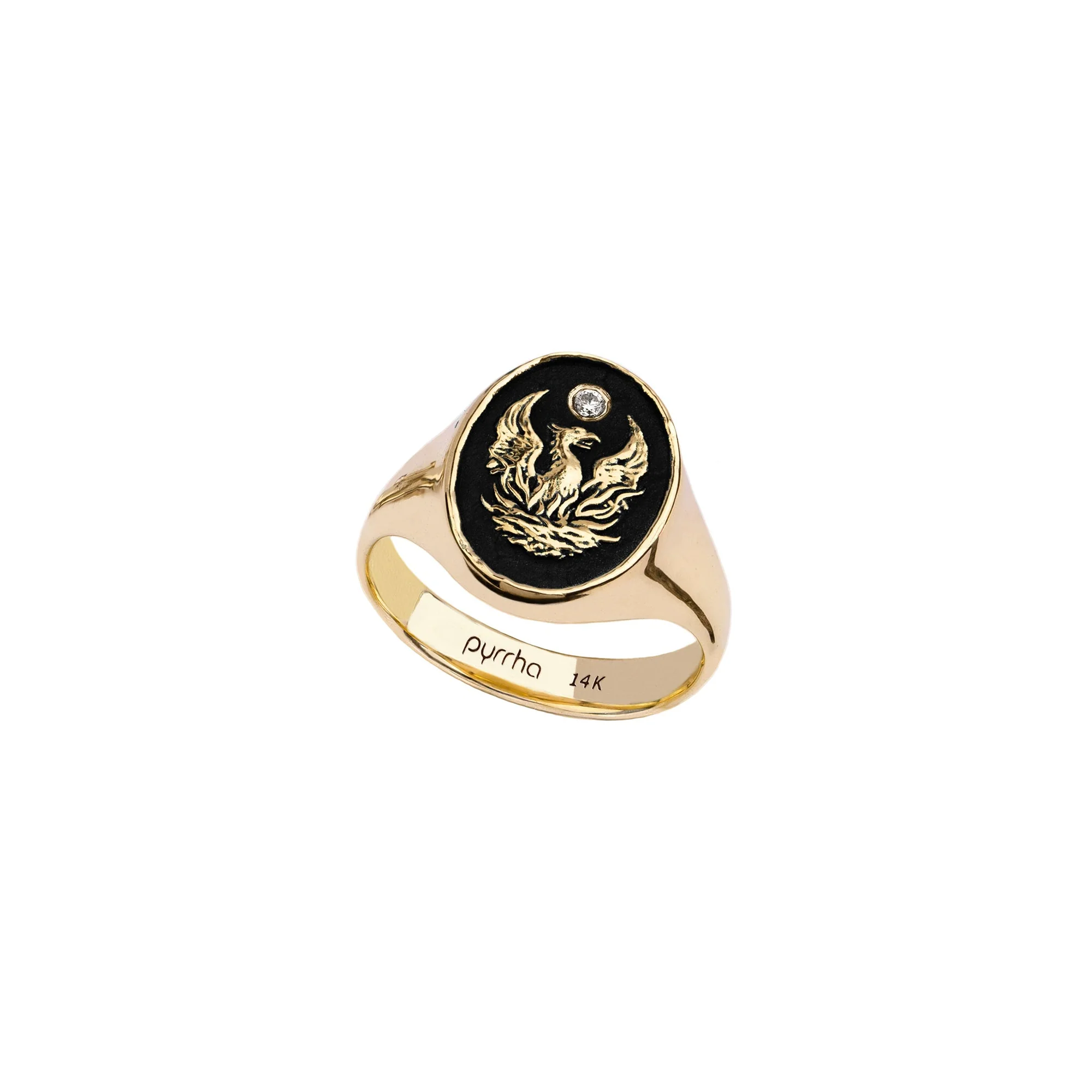 Fire Within 14K Gold Diamond Set Signet Ring | Magpie Jewellery