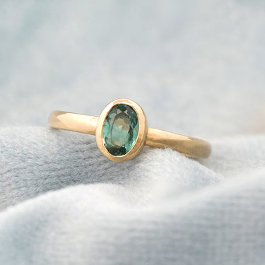 Bezel Set Green Tourmaline Ring