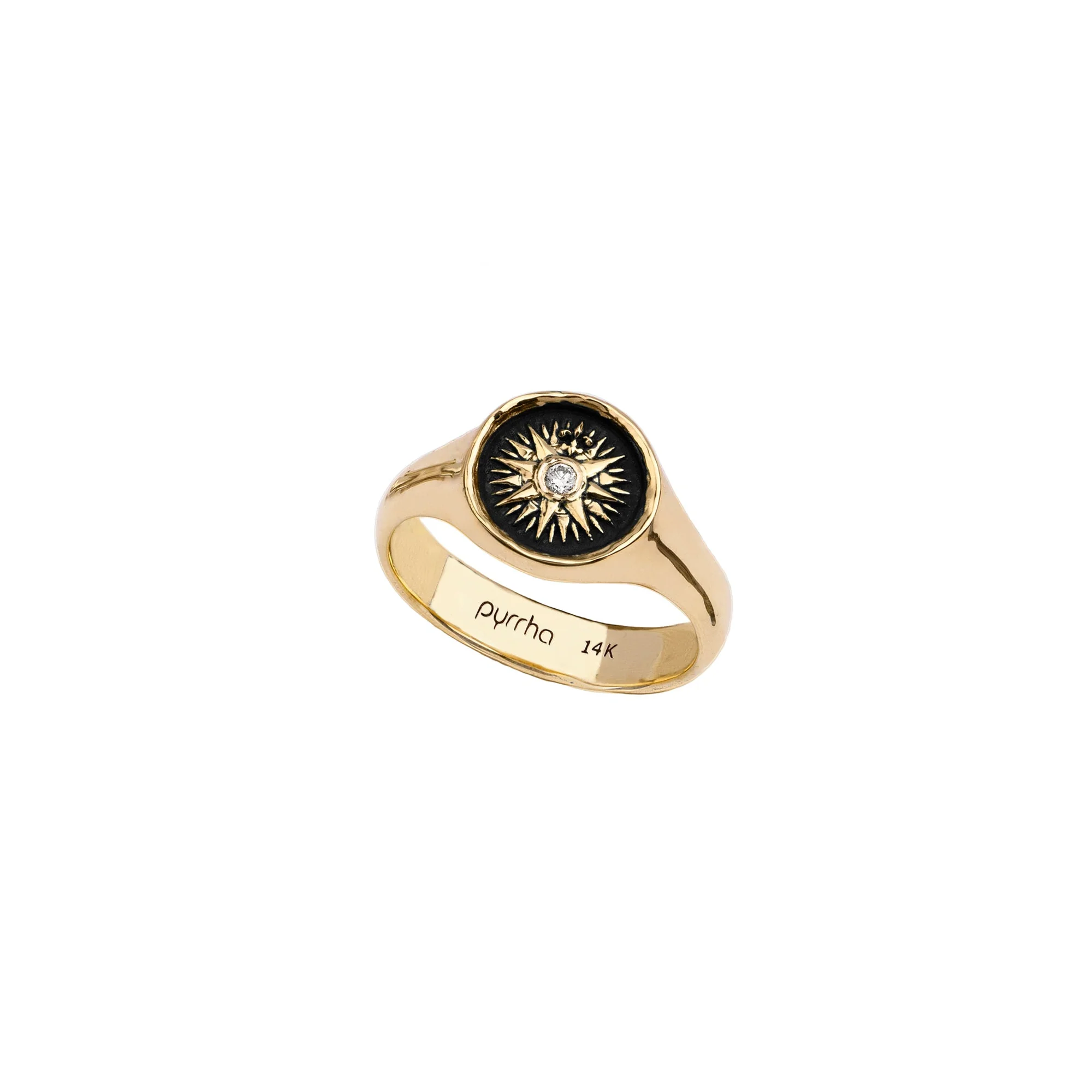 Direction 14K Gold Diamond Set Signet Ring | Magpie Jewellery