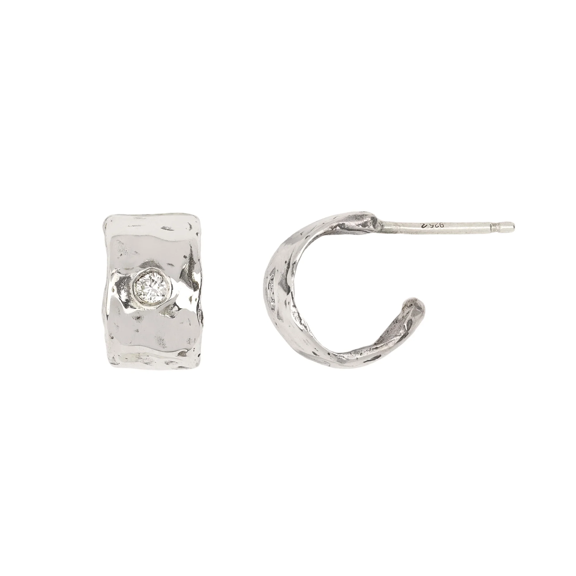 Solid Diamond Set Huggie Earring | Magpie Jewellery