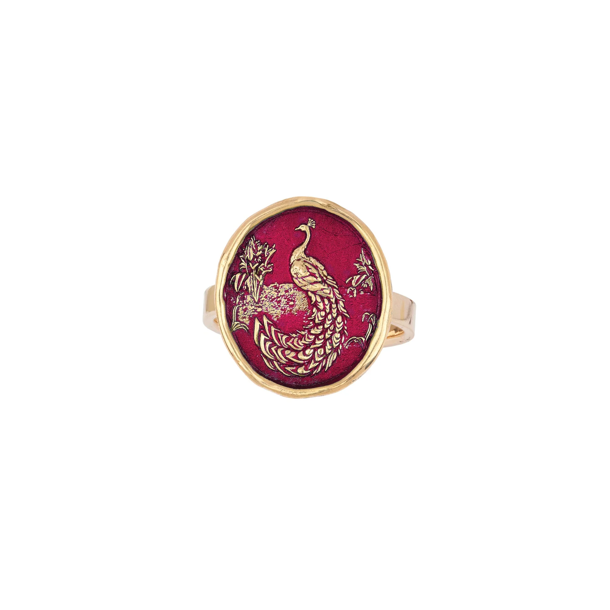 Peacock 14K Gold Talisman Ring - True Colors | Magpie Jewellery