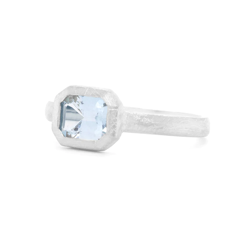 'Boulder' Emerald Cut Aquamarine Ring | Magpie Jewellery