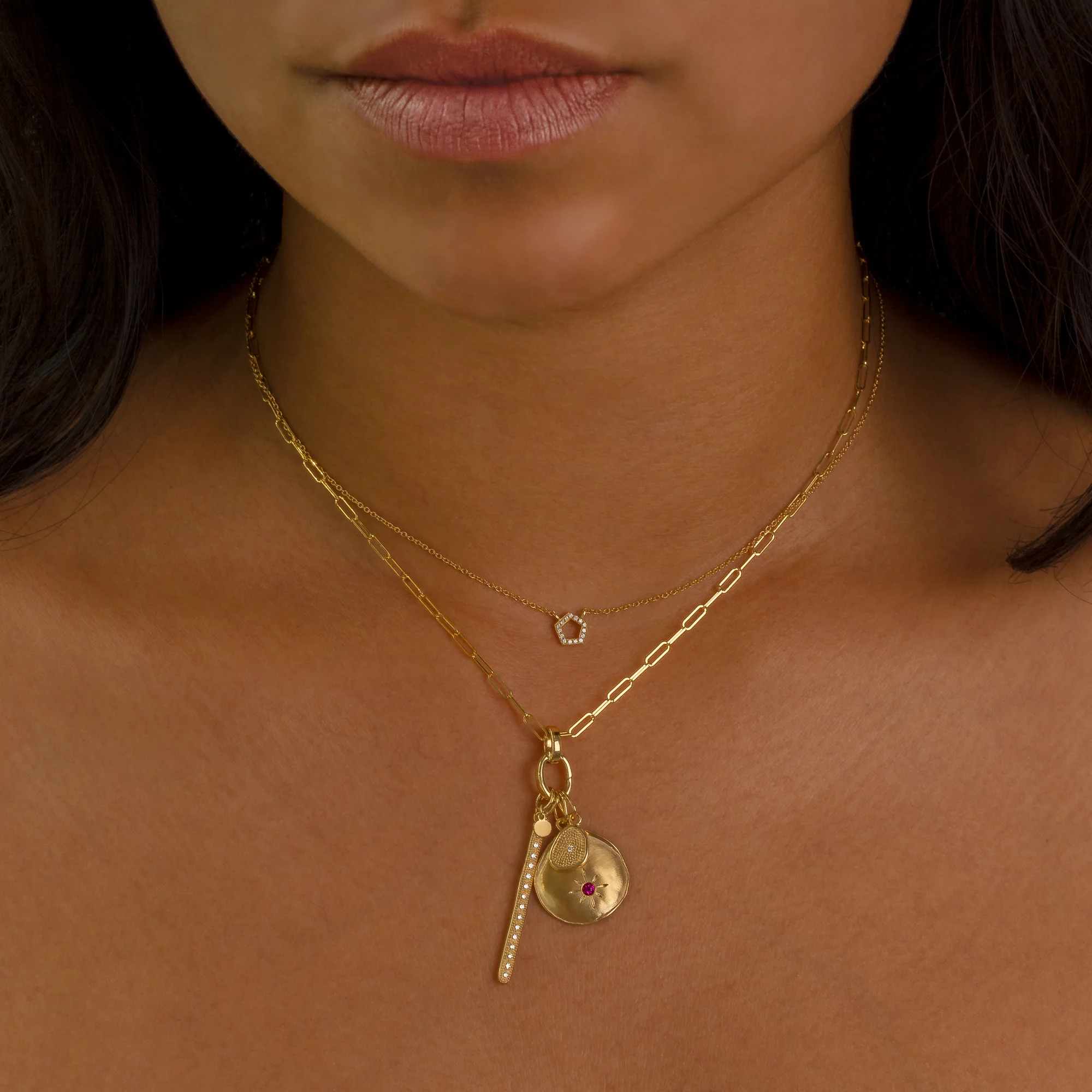 Mini Pave Pentagon Necklace | Magpie Jewellery