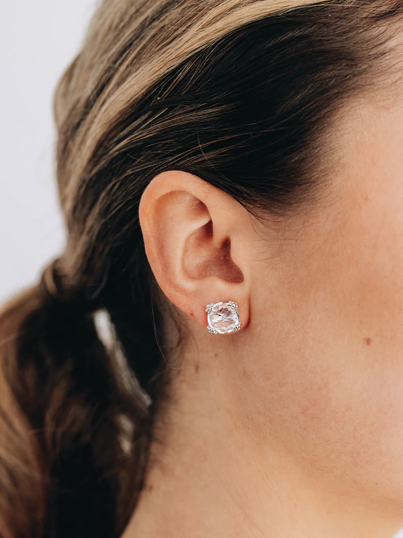 Dewdrop Cluster Studs - Clear Topaz &amp; Silver | Magpie Jewellery