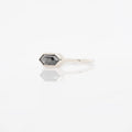 White Gold East-West Hexagonal Salt & Pepper Diamond Solitaire | Magpie Jewellery